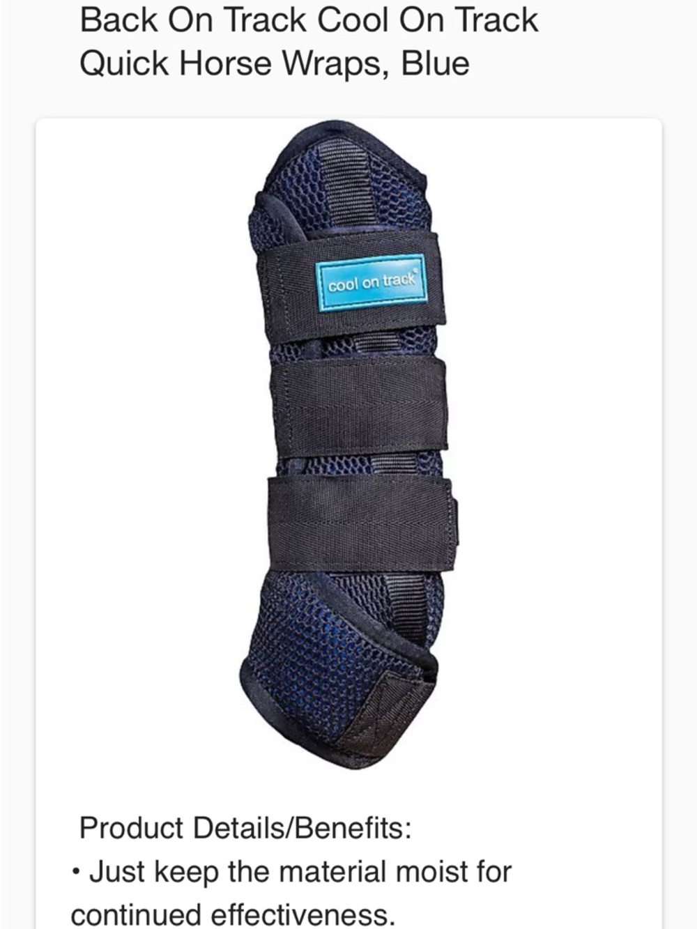 Cool On Track Blue Quick Horse Wraps